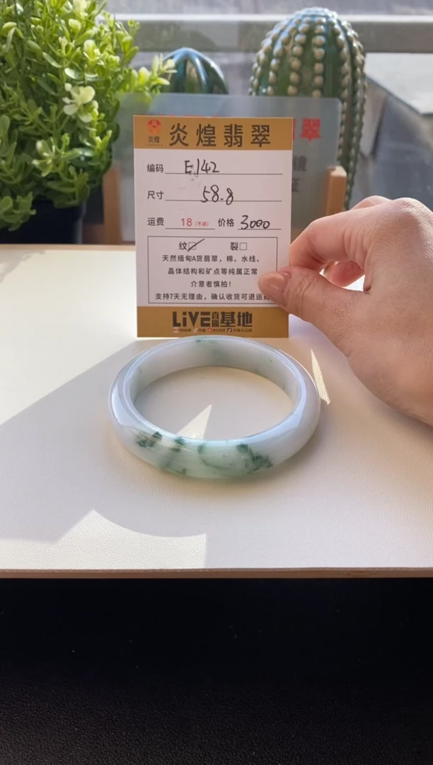 未镶嵌手镯翡翠58.2圈口编码E142