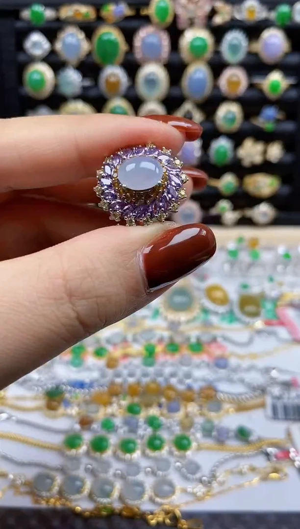 银S925镶嵌戒指翡翠9674