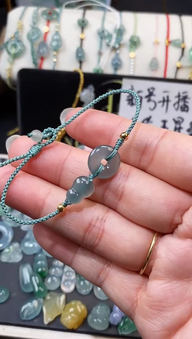 翡翠散珠银S925镶嵌平安扣葫芦15cm