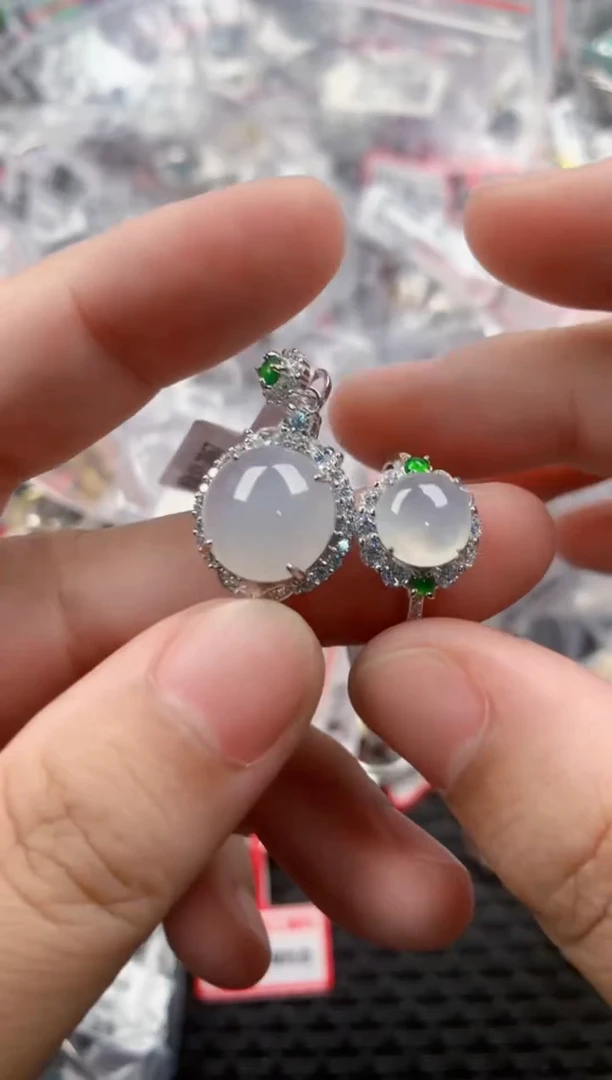 银S925镶嵌戒指翡翠444    3