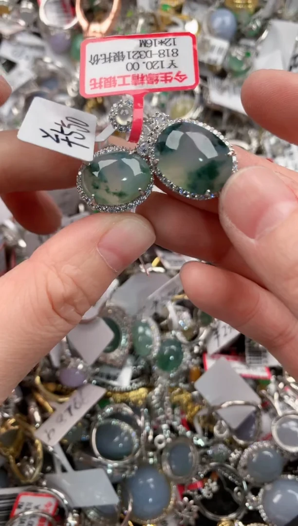 银S925镶嵌戒指翡翠3333---4