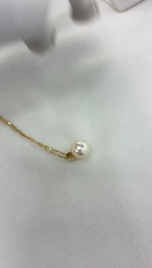 颈饰18K金镶嵌海水珍珠王妃吊坠9-9.5（赠送银链子