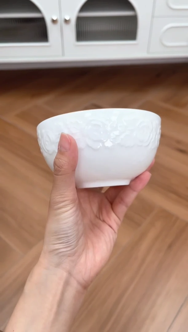 瓷片玫瑰高骨骨瓷饭碗