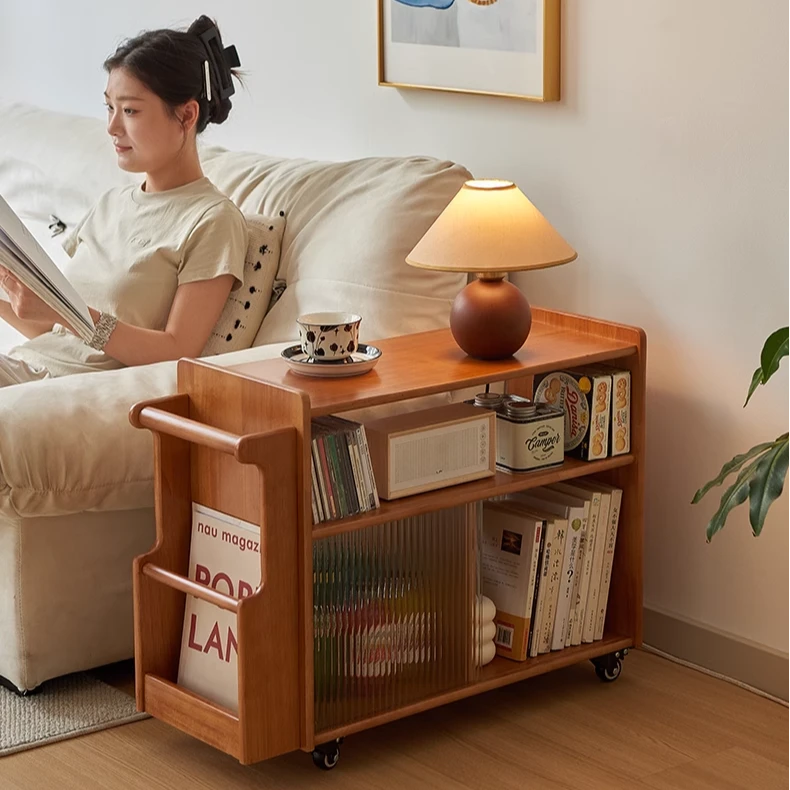 【乐享实木小推车】边几可移动茶几沙发侧边柜家用零食收纳置物架