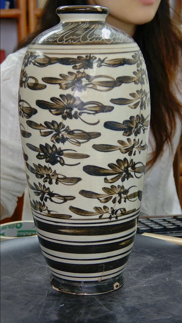 瓶磁州窑花卉梅瓶#1377#