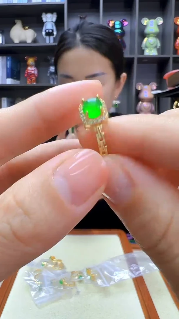翡翠14K金镶嵌颈饰沉白diy劲饰