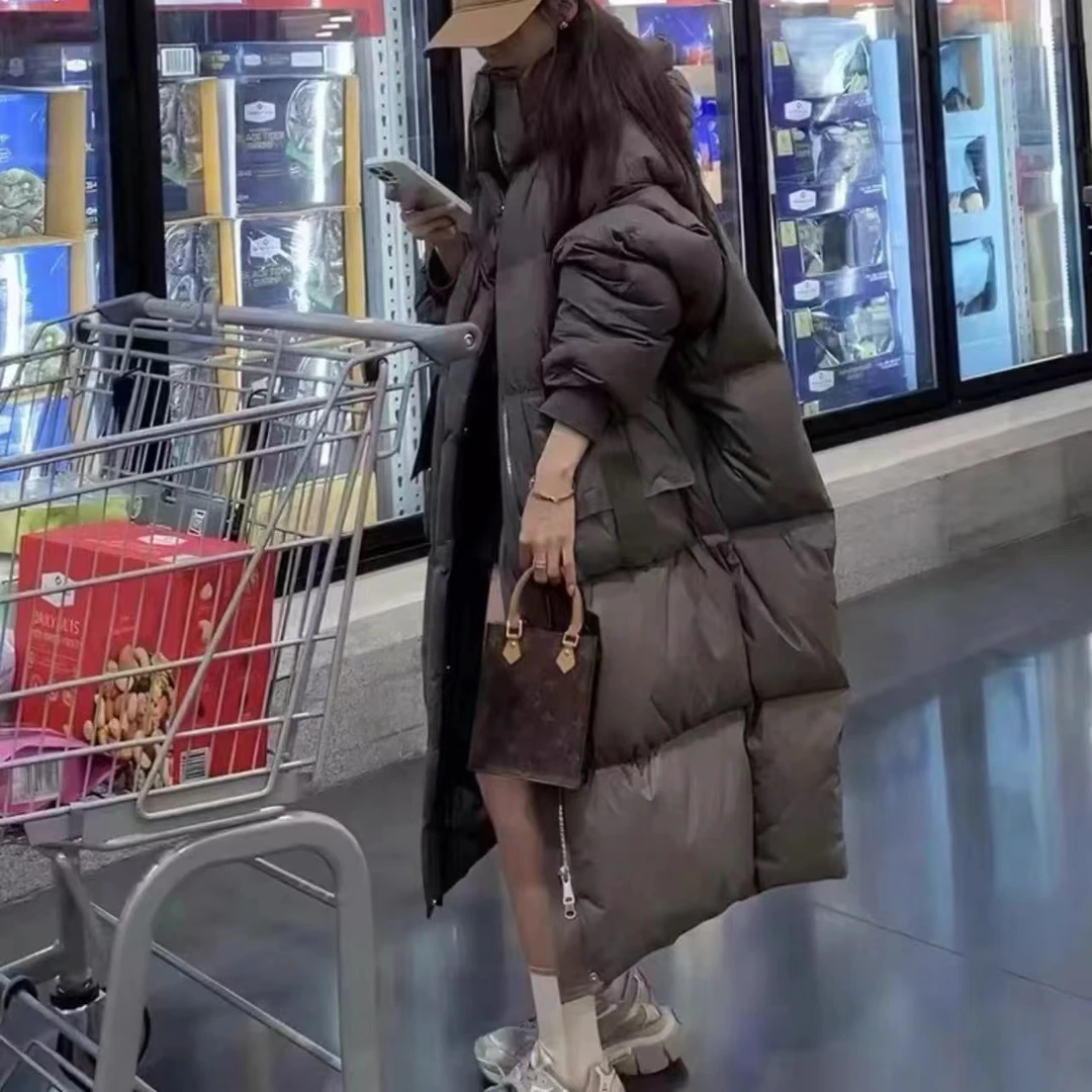 【现货一件不留】大被子连帽加厚羽绒服女宽松中长款保暖外套