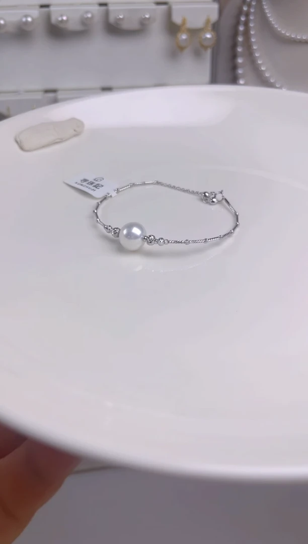 未镶嵌耳饰淡水珍珠爱迪生有瑕疵正圆10.8mm 珍珠手链