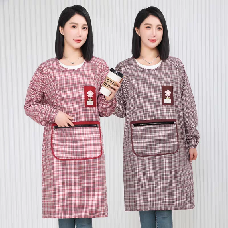 实体货 棉布罩衣 特厚彩棉 反穿衣大口袋 防油污防灰尘 透气耐用