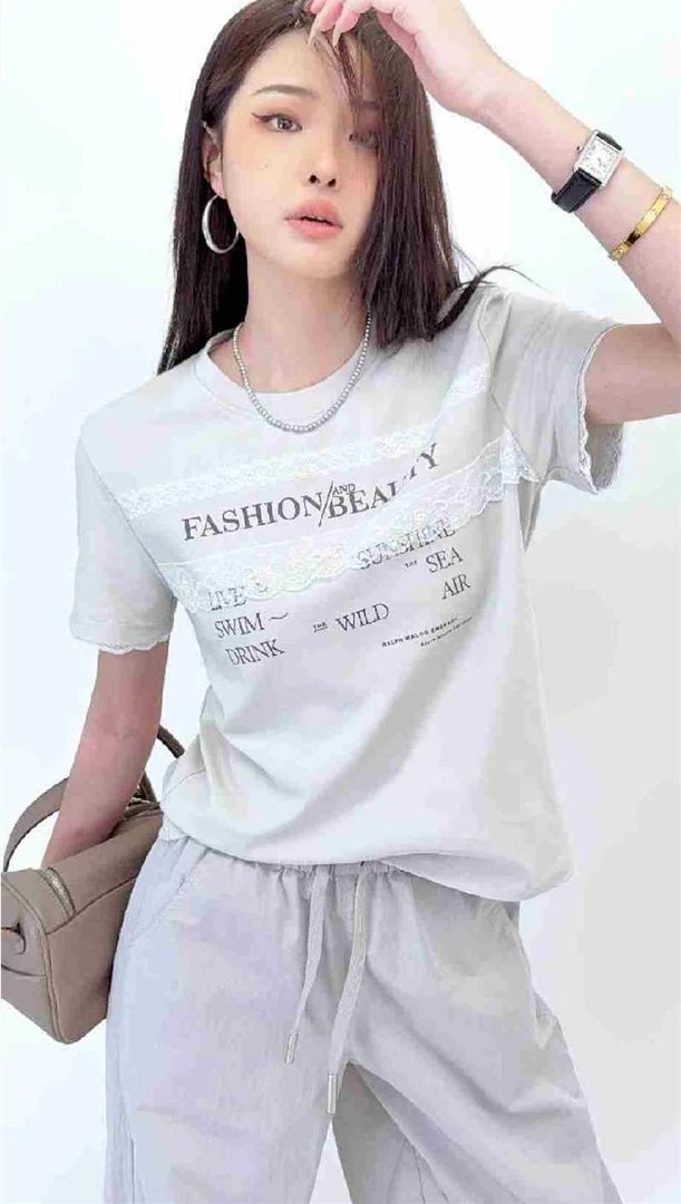 吉妮品牌常规款常规休闲风短袖运动白色潮流圆领-JBB2173119