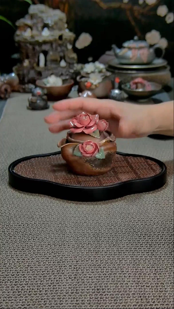 山茶花宝瓶柴烧柴烧
