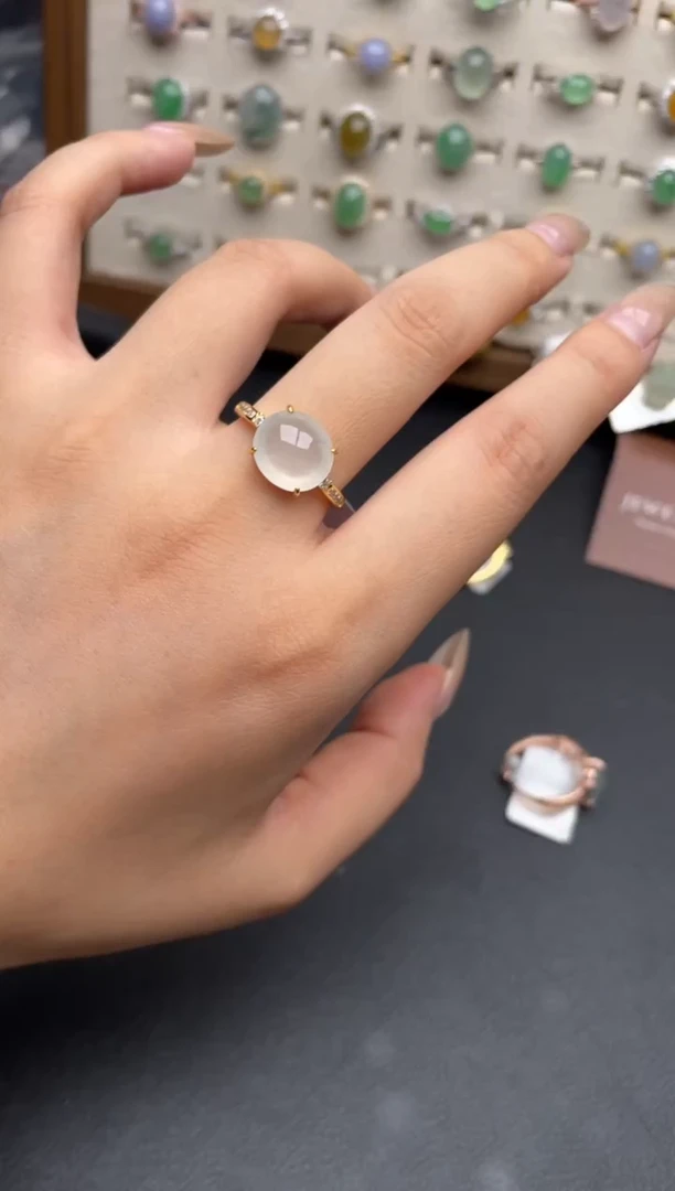 银S925镶嵌戒指翡翠一物一证一礼盒