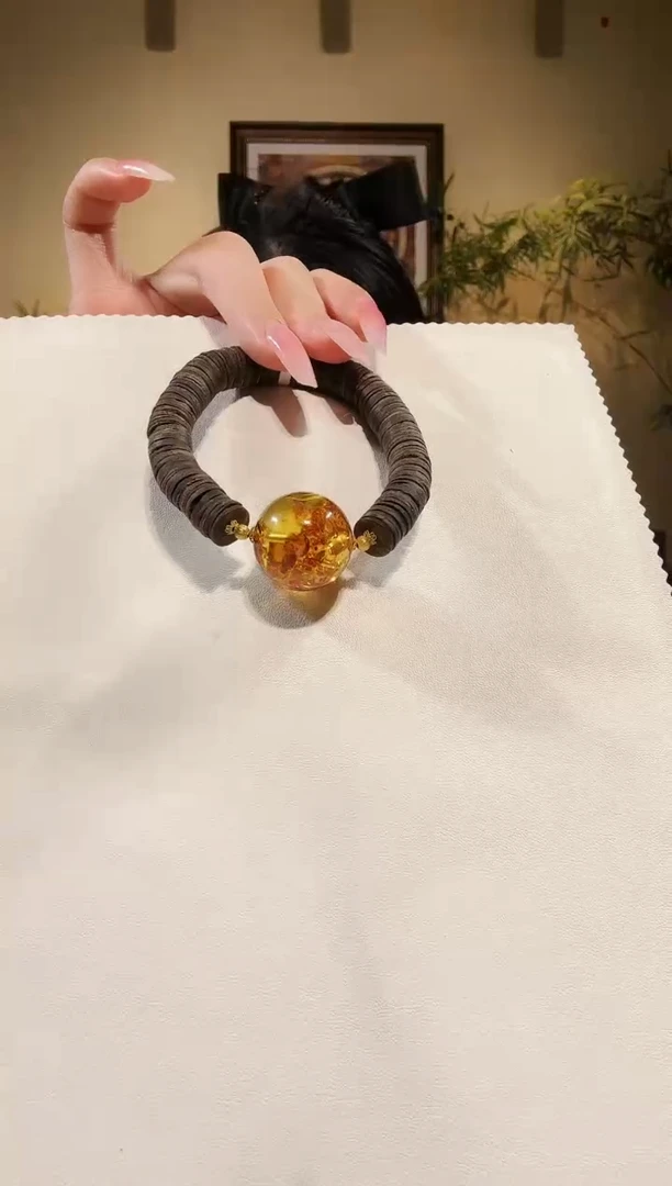 手链琥珀（花珀）未镶嵌沉香