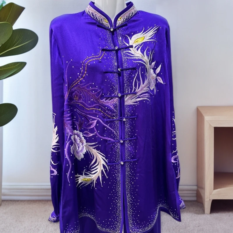 【定制商品15天发货】太极拳表演服竞技比赛服真丝纺丝刺绣绣花彩服