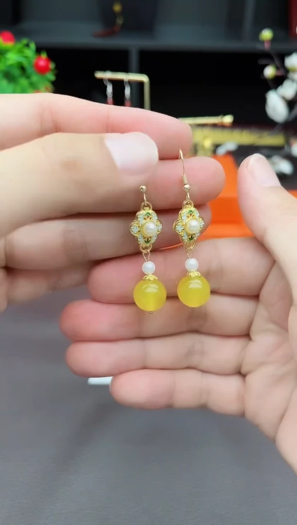 玛瑙/玉髓耳饰银S925镶嵌330000