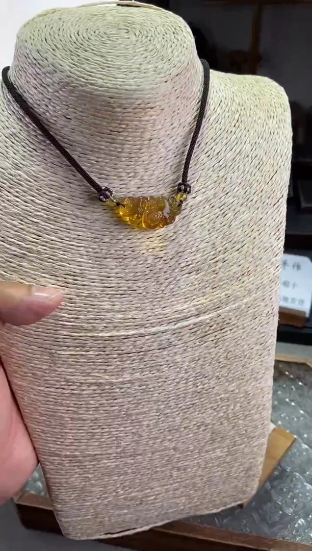 琥珀颈饰未镶嵌凤凰锁骨链吊坠