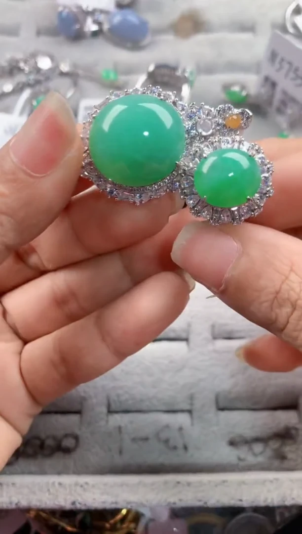 银S925镶嵌戒指翡翠5555----2
