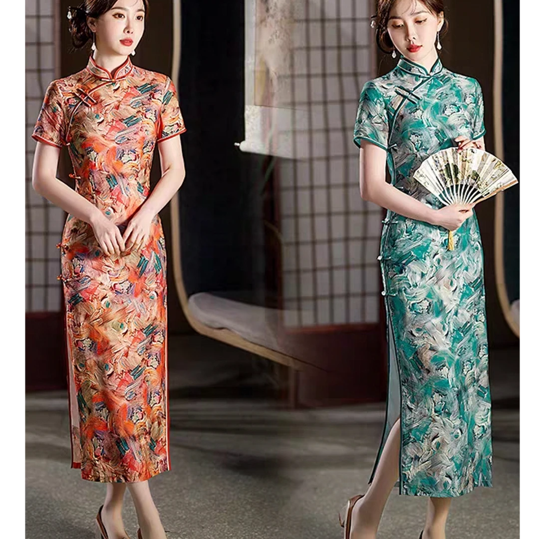 【彩云】上上喜双层复古时尚优雅修身少女长旗袍尺码偏小拍大