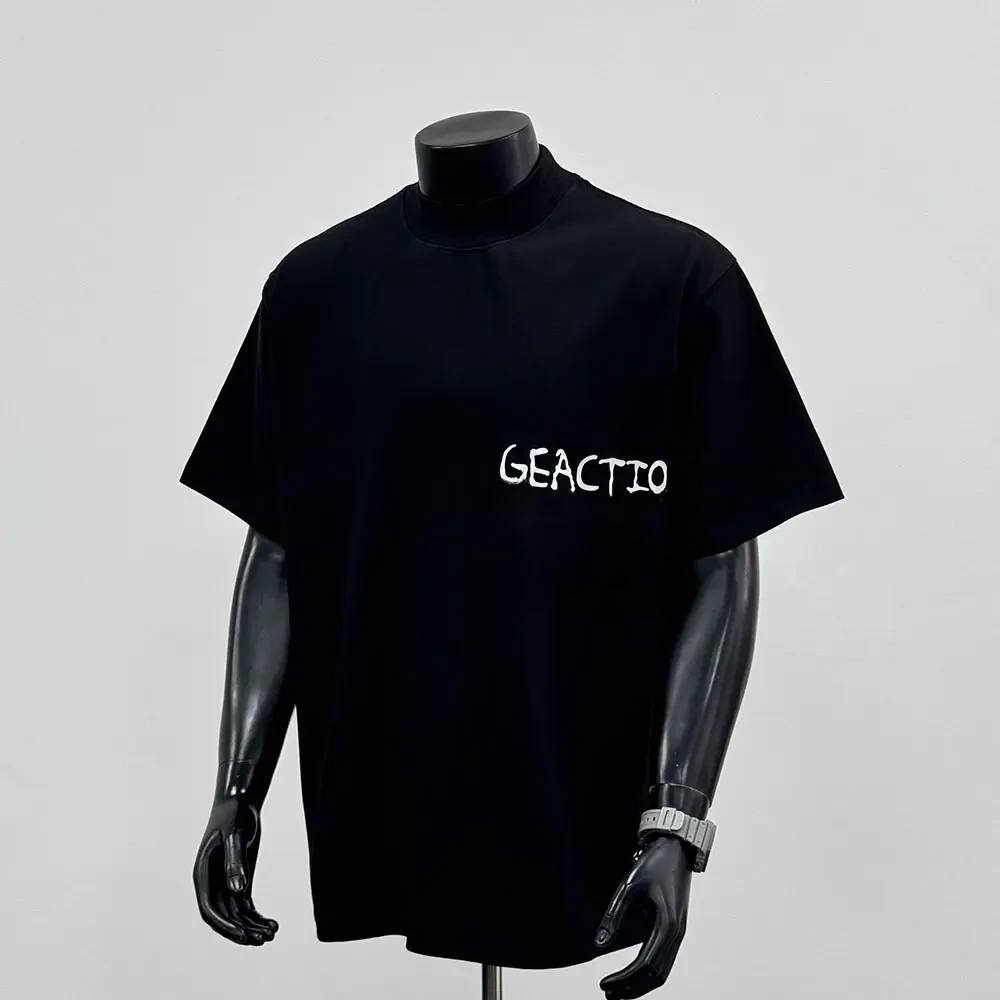 2026年夏季新款美式潮牌云杉面料柔软舒适袖男款字母印花上衣黑色