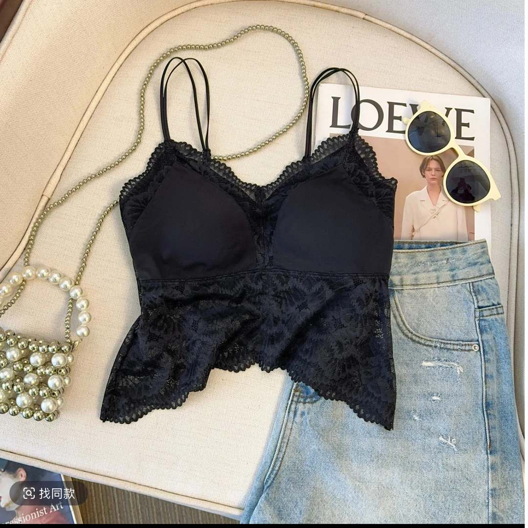 琦琦家新款软糯无痕带胸垫蕾丝显瘦外穿美背