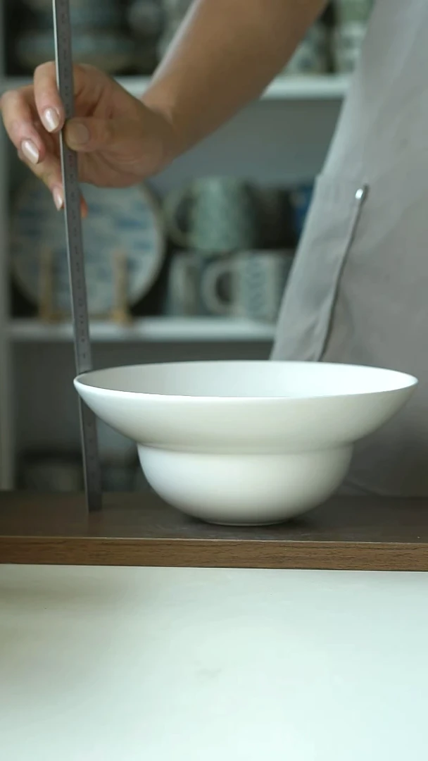 微瑕极简白葫芦汤碗19cm@4-2@