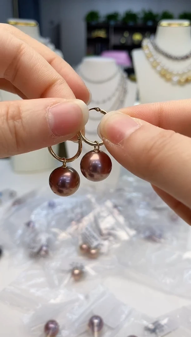【闪购商品】淡水珍珠耳饰18K金镶嵌淡水耳圈