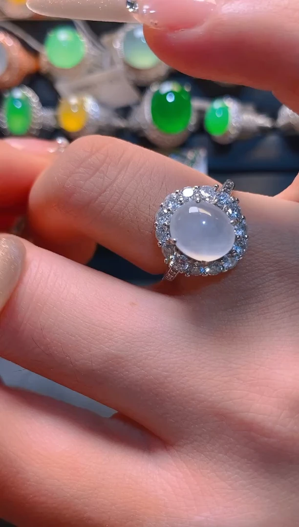 翡翠银S925镶嵌耳饰天然