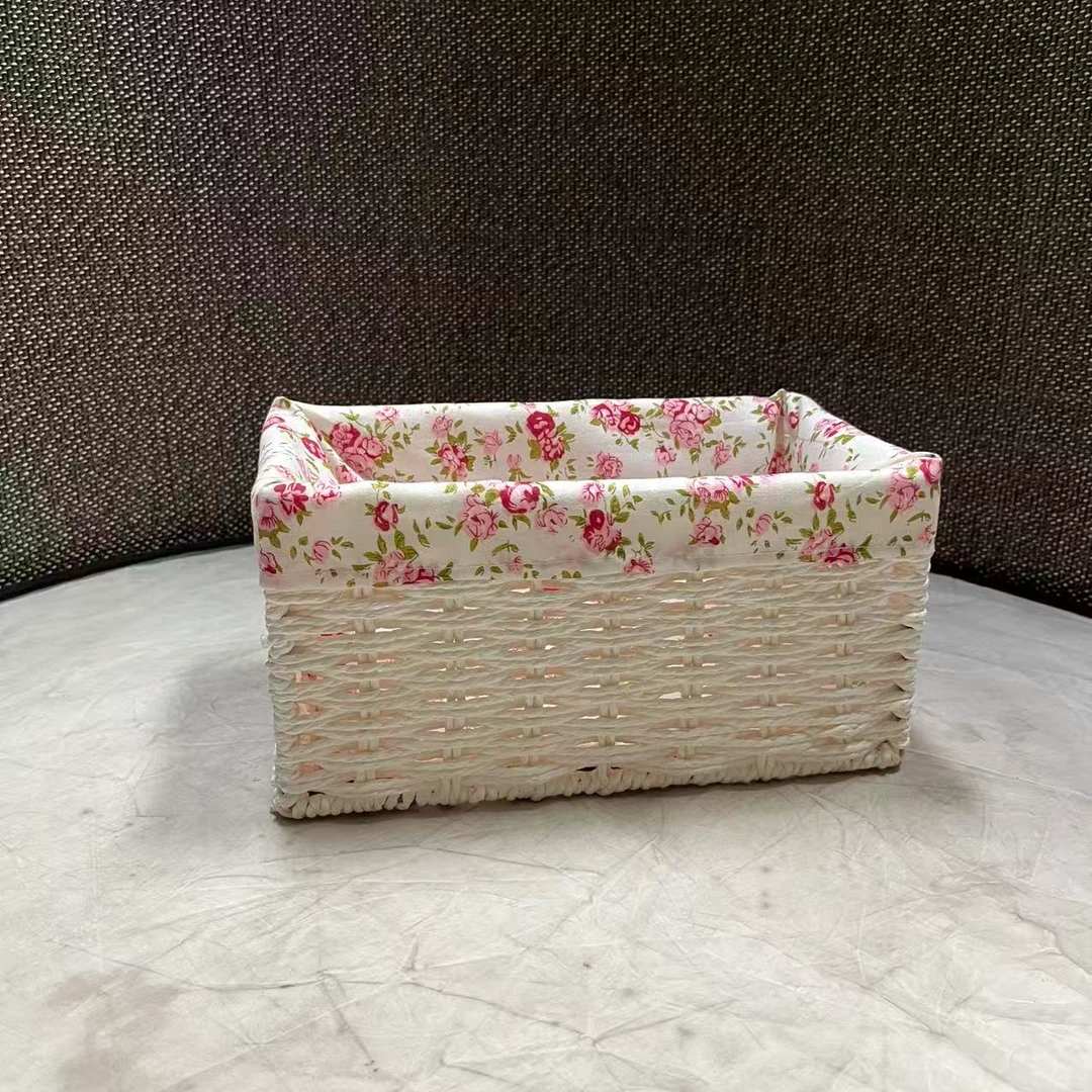 5625瑕疵款 长25宽15高12cm 家用编织收纳筐田园风桌面简约储物篮