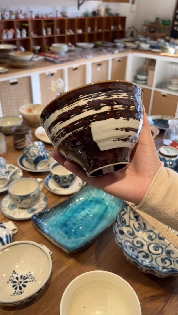 瓷片新品福利 刷毛目琥珀反六兵衛4.5丼