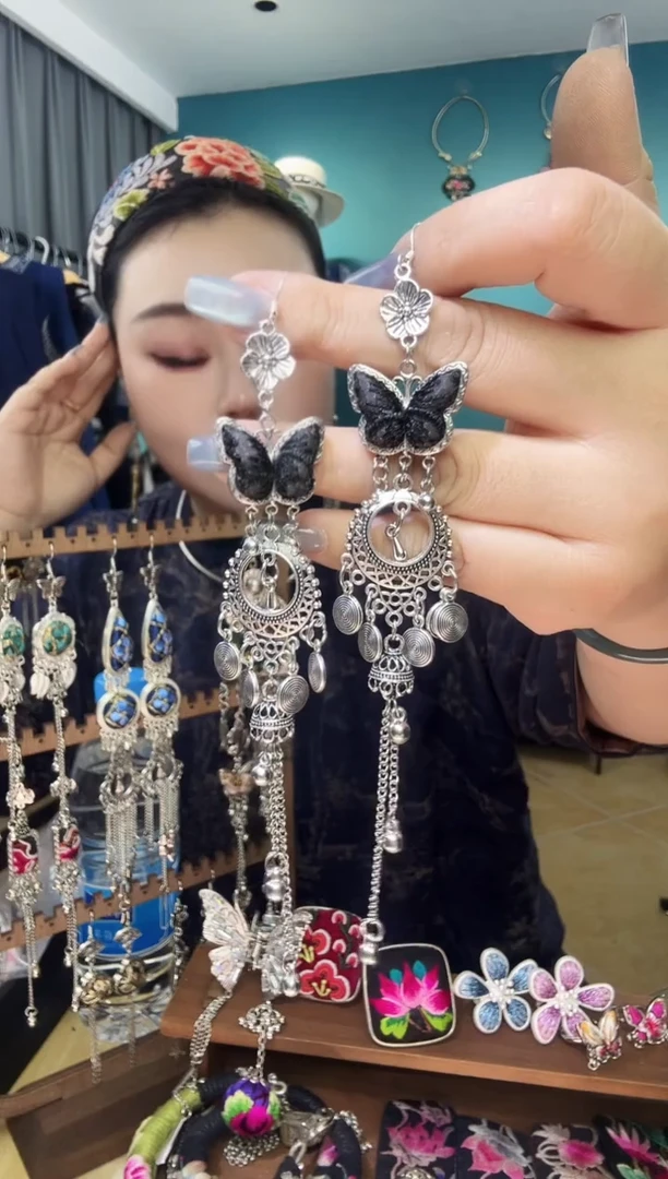 刺绣纯手工民族风刺绣耳环