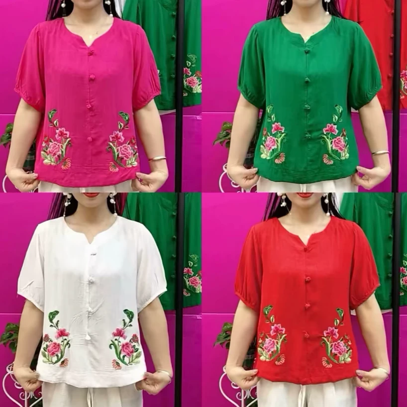 夏季新款时尚爆款减龄宽松百搭洋气显瘦刺绣小衫简约上衣Y219