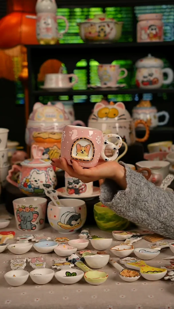 陶瓷无盖款景德镇高温釉下彩纯手绘创意瓷