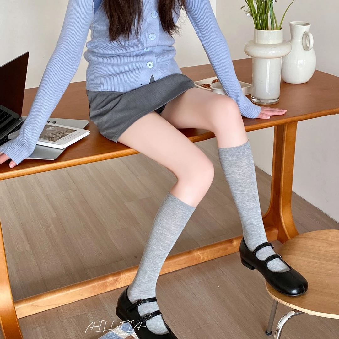 大表姐家小腿袜运动风千金风百搭风常规通用中筒袜日式纯色薄款