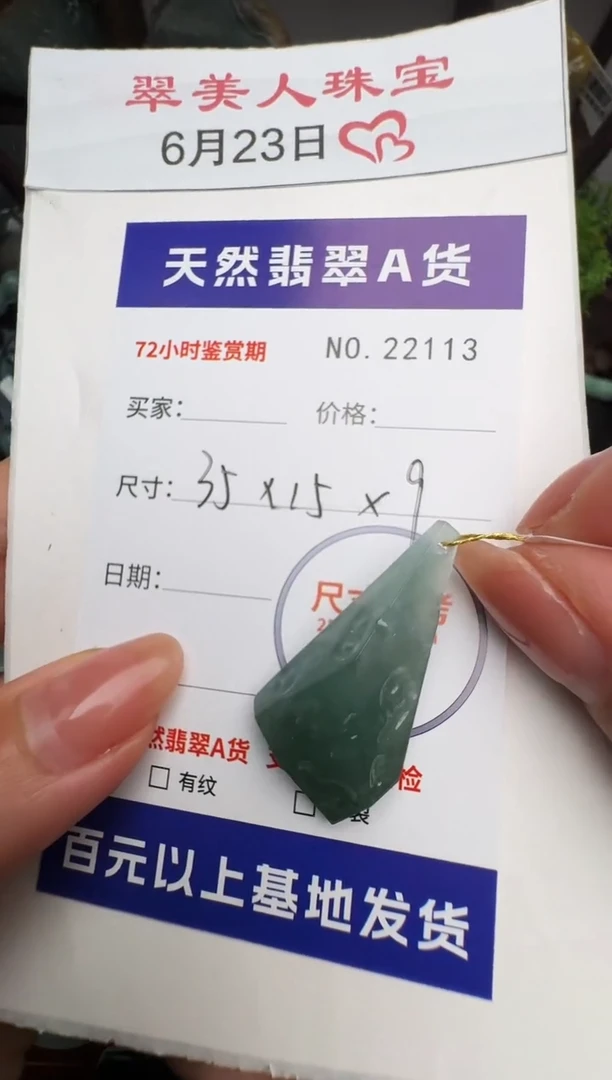 翡翠未镶嵌颈饰原石22113