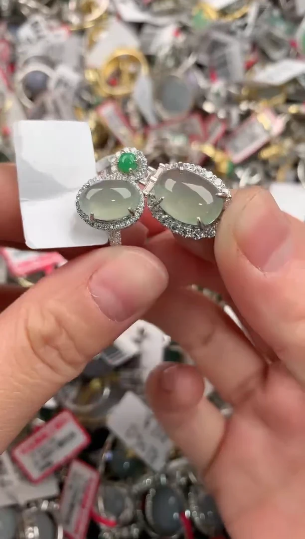 银S925镶嵌戒指翡翠444              8