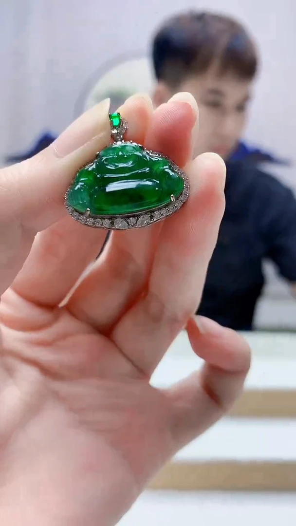 未镶嵌定制翡翠4868zm-毛货挂件佛公58