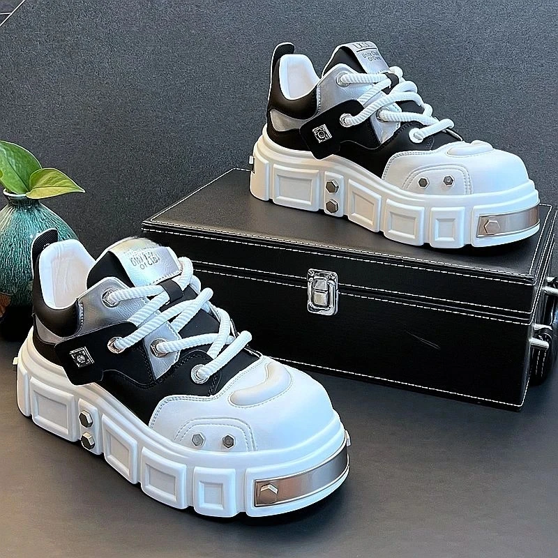 内增高厚底男鞋白色板鞋韩版潮流休闲鞋2025新款小白鞋松糕底潮鞋