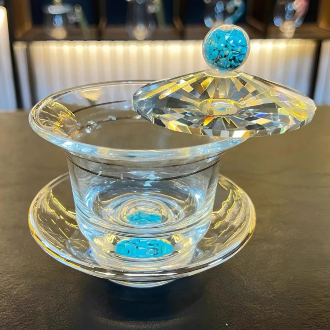 【精泓堂】“凝香碧晶”绿松石珐琅彩三才盖碗