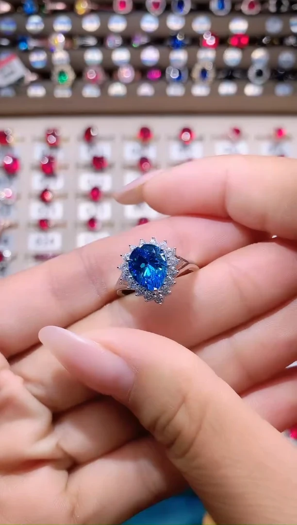 托帕石戒指银S925镶嵌白