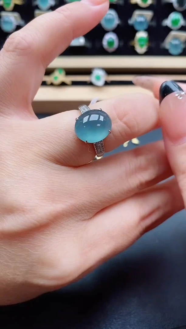 银S925镶嵌戒指翡翠1