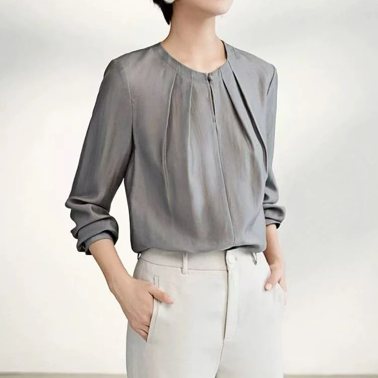 YYJ15# 韩版气质简约珠光感朦胧感衬衫