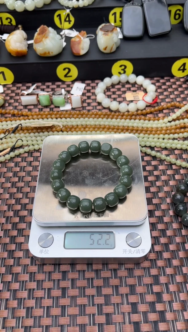 未镶嵌手链和田玉塔县皮勒青山流水老型珠手串卡12