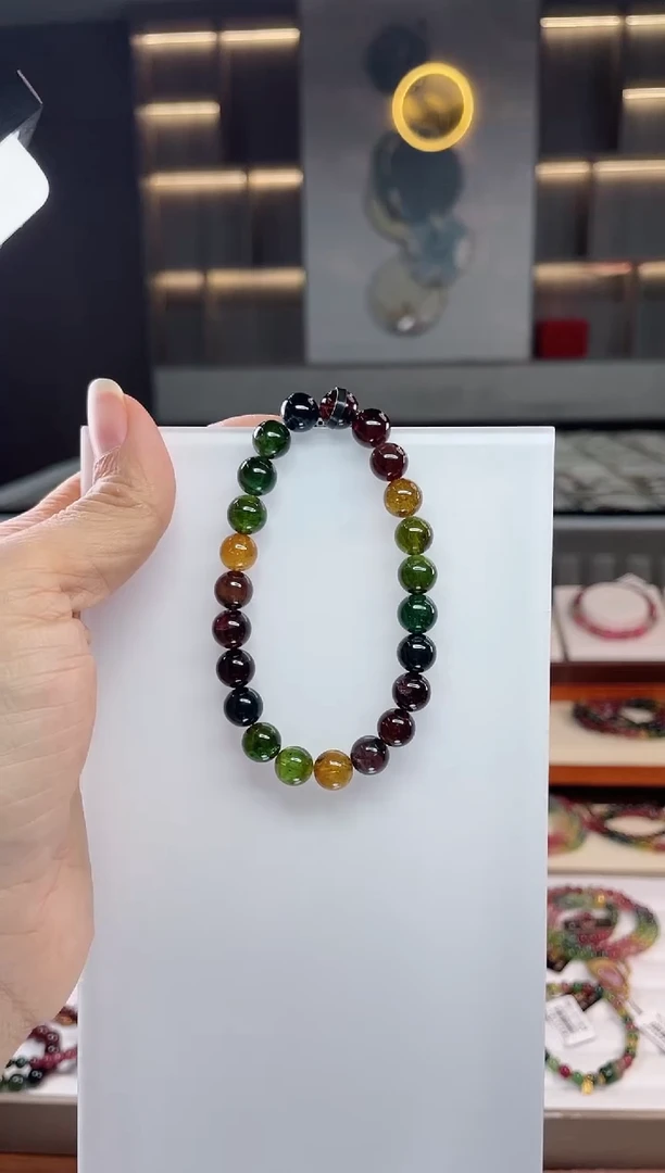 未镶嵌老矿碧玺单圈手串8mm+碧玺（多样性发一条）Q