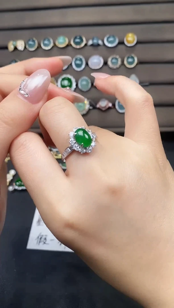 银S925镶嵌戒指翡翠873278