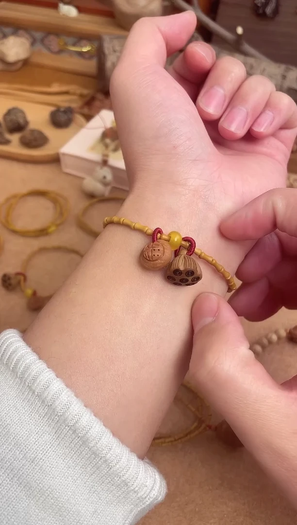 竹节手串一物一拍加黄水晶配饰跑环单圈好运连连