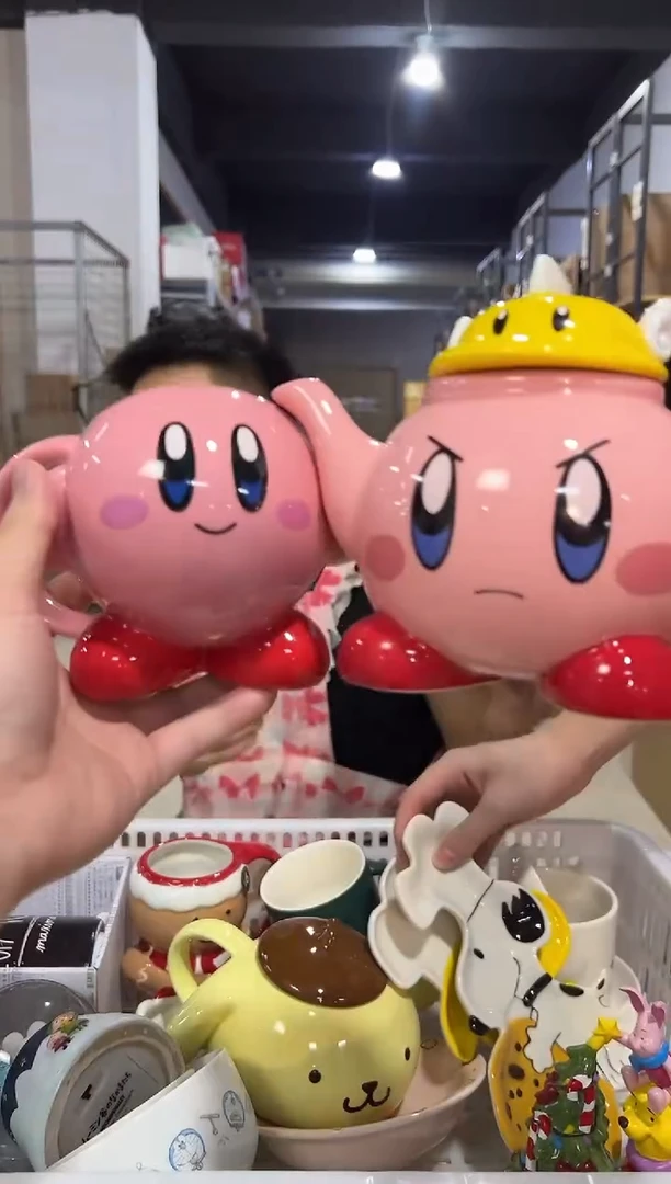 瓷片原盒星之卡比茶壶加星之卡比水杯