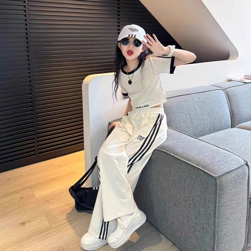 女童套装夏装2025新款儿童洋气6-14岁女孩中大童韩版休闲运动裤潮