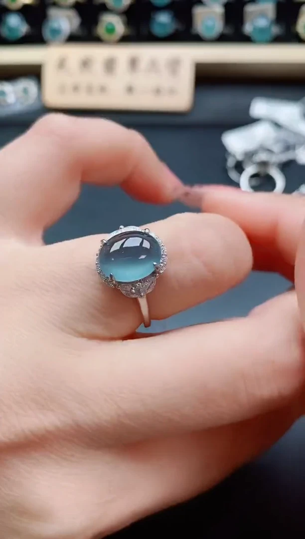 银S925镶嵌戒指翡翠1