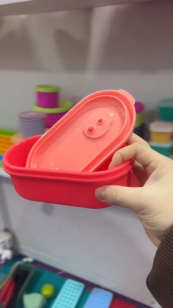 硅胶FF-红底粉盖-椭圆排气盒400ML