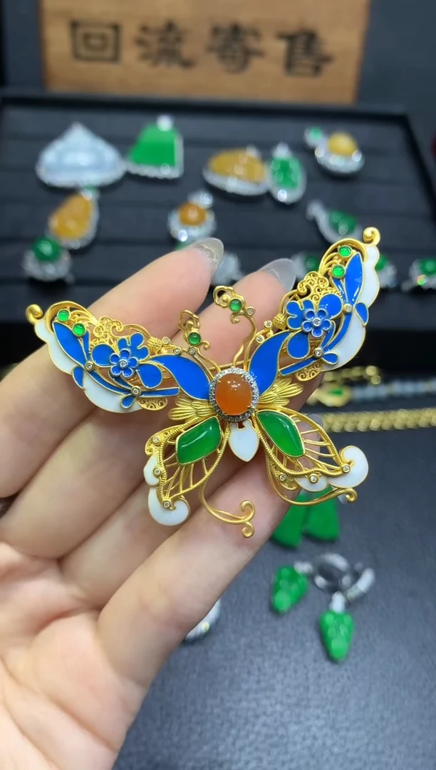 吊坠(不含链)18K金镶嵌翡翠81吊坠不含链